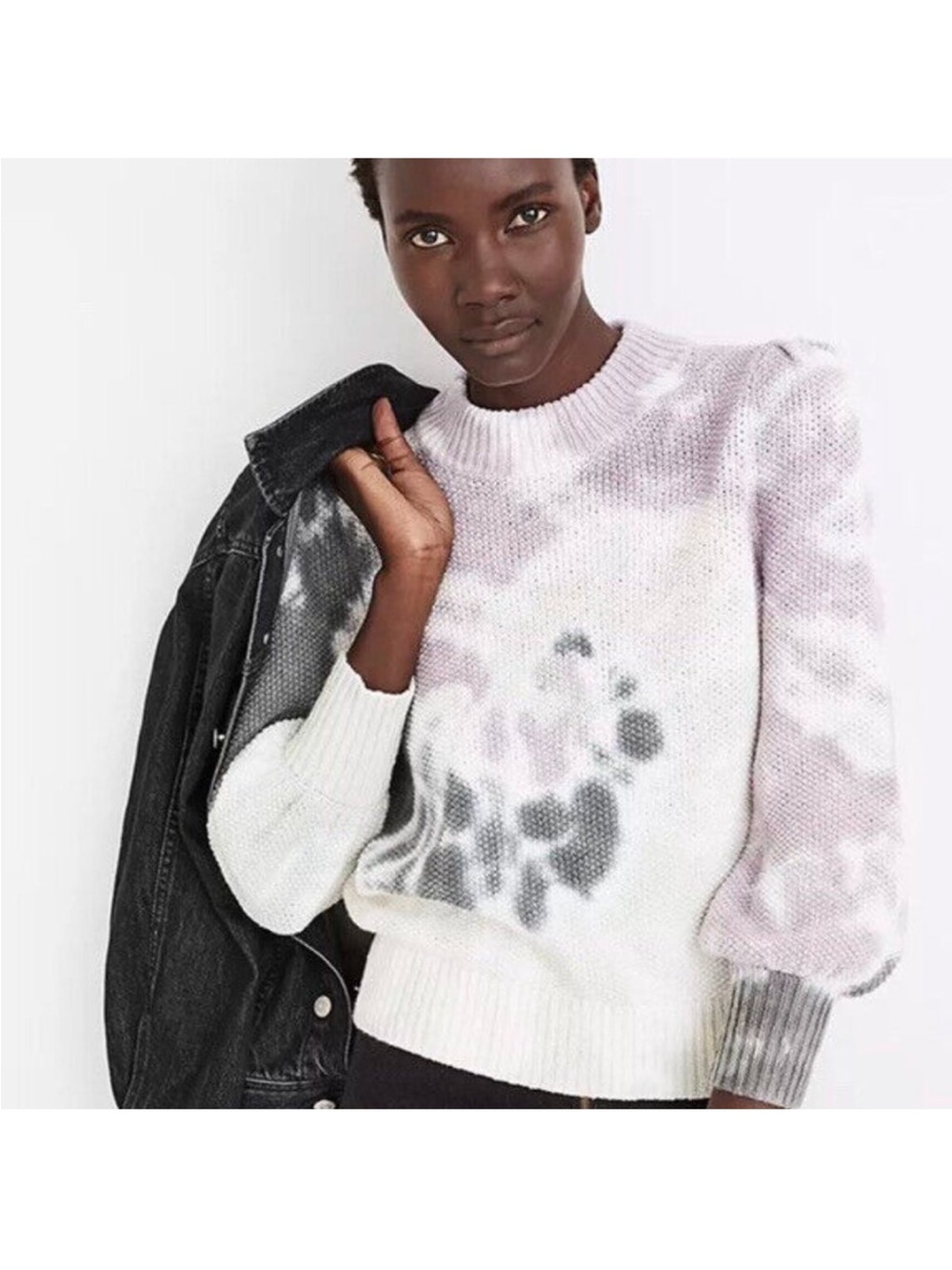 Madewell Tie-Dye Puff-Sleeve Sweater 100% cotton